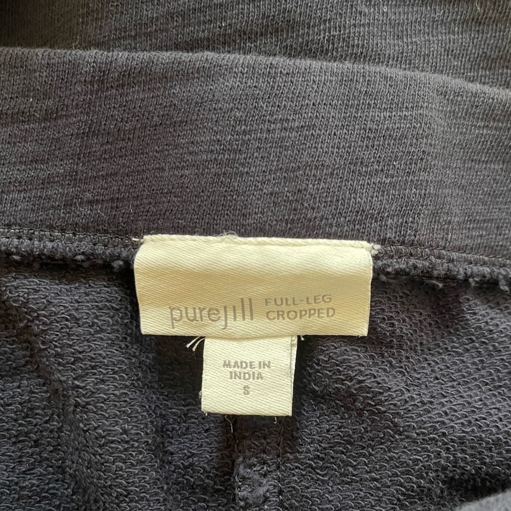 Women’s J.Jill Pure Jill 100% cotton navy full leg cropped pants, Size Small - Picture 3 of 5